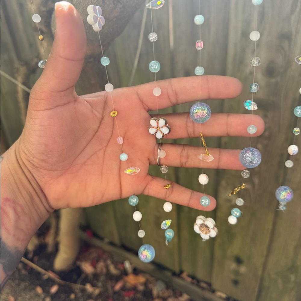 “Blue Bloom” Beaded Hanging Decor